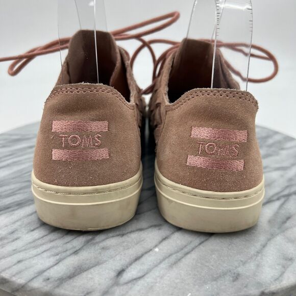 Toms Lenox Bloom Basketweave Sneaker Womens 8.5 Pink Leather Lace Up Trainers - Picture 5 of 11